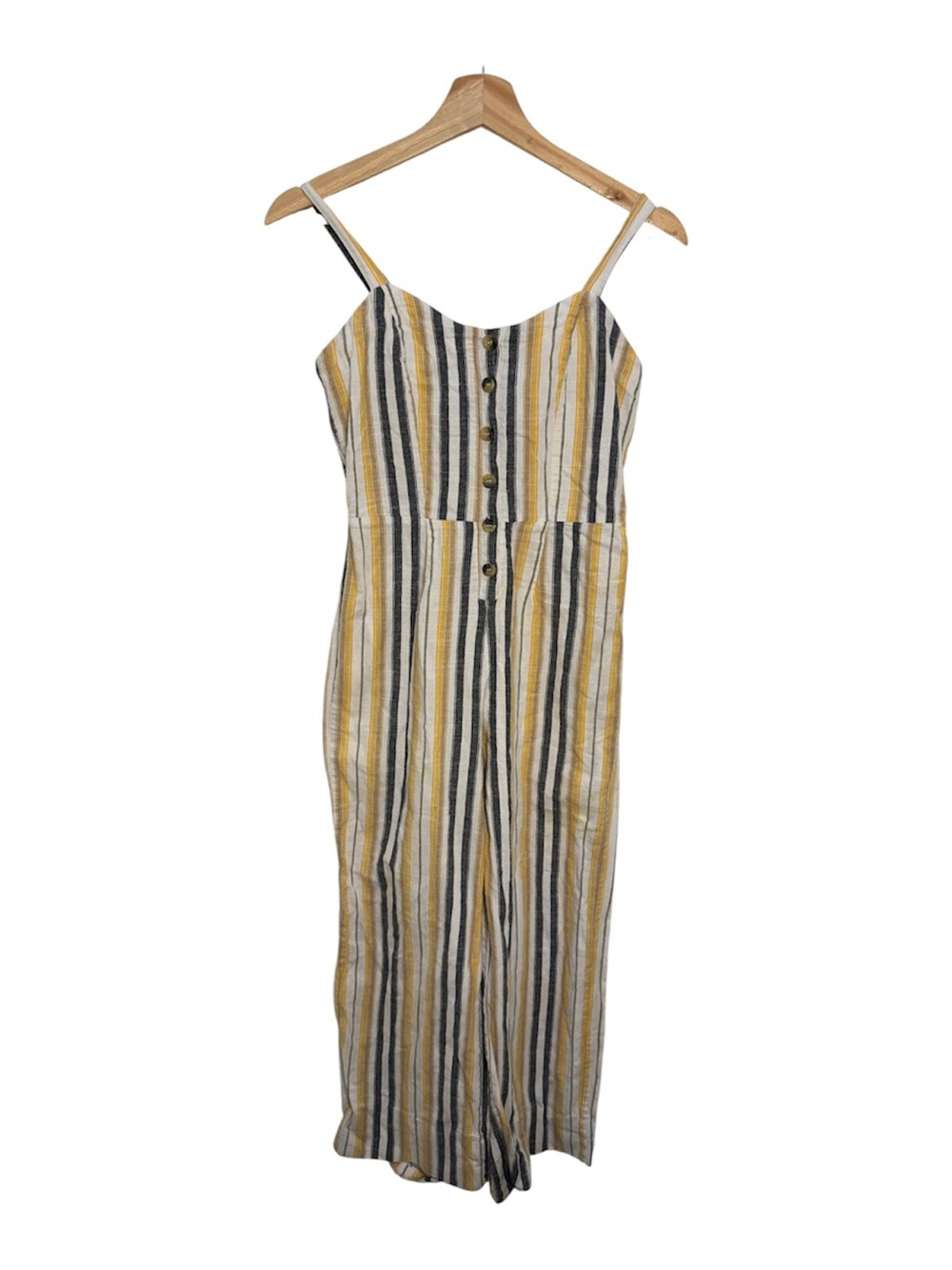 Chancer Striped Button Front Wide Leg Jumpsuit Size S Retail $68